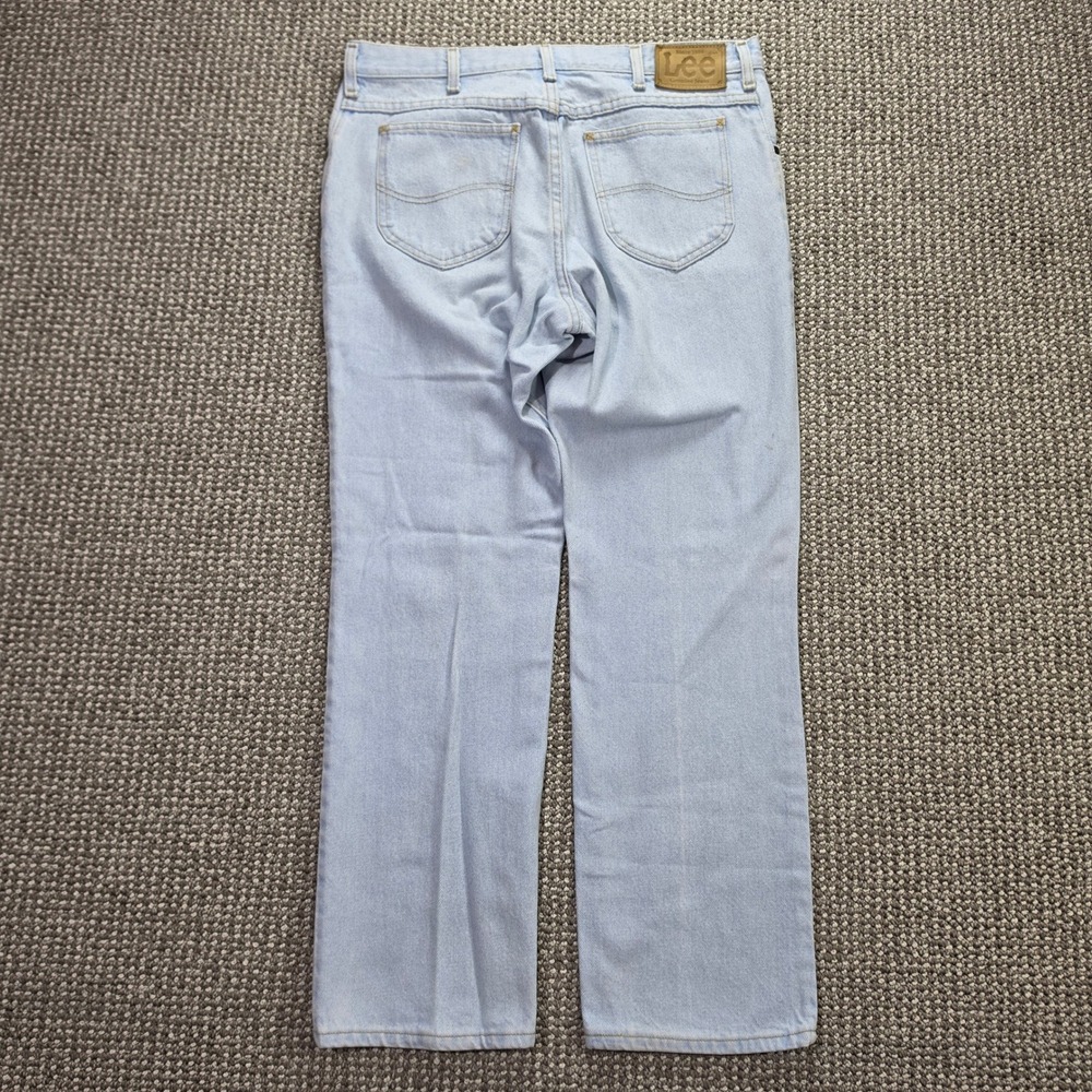 Vintage Lee Jeans Mens 36x32 Straight Leg Light Wash Denim Cotton Made USA 90s